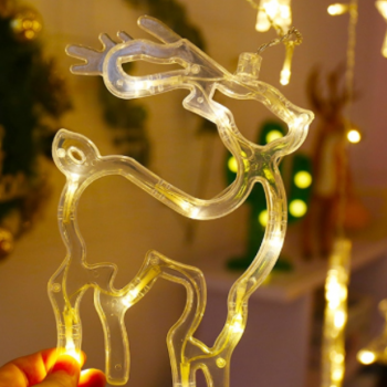 Instalatie Craciun cu figurine Stelute si Reni, 4m, alb cald, cod 29