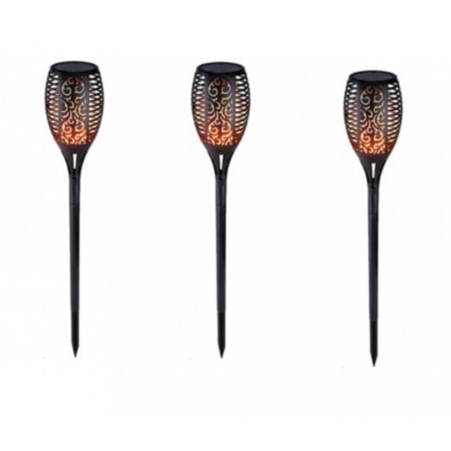 Set 3 x Lampa Solară pentru curte sau grădina cu efect real de Flacăra Torță 51.5 Cm COD 0100W ( Lampi solare )
