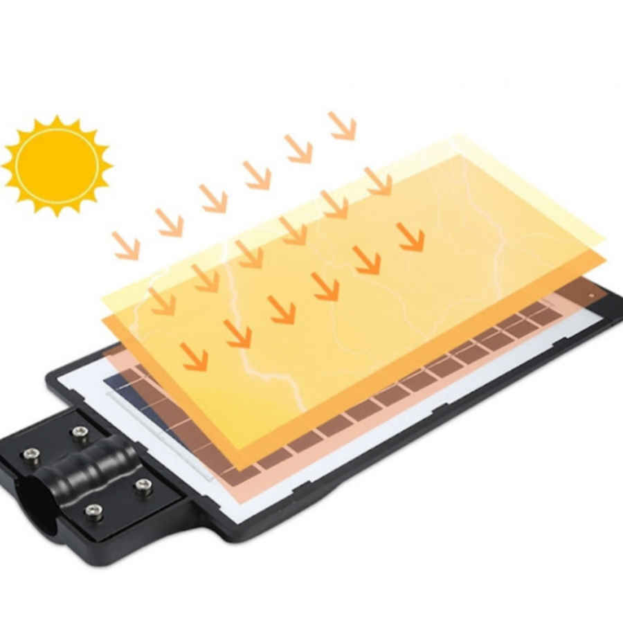 Lampa Solara stradala, Jortan, 300W, Led, corp iluminat exterior, cu incarcare solara, panou fotovoltaic, telecomanda, Cod 01350 W ( Lampi solare )