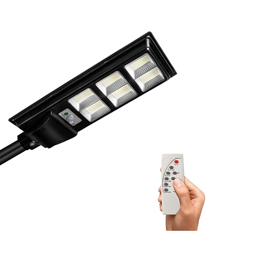 Lampa Solara stradala, Jortan, 300W, Led, corp iluminat exterior, cu incarcare solara, panou fotovoltaic, telecomanda, Cod 01350 W ( Lampi solare )