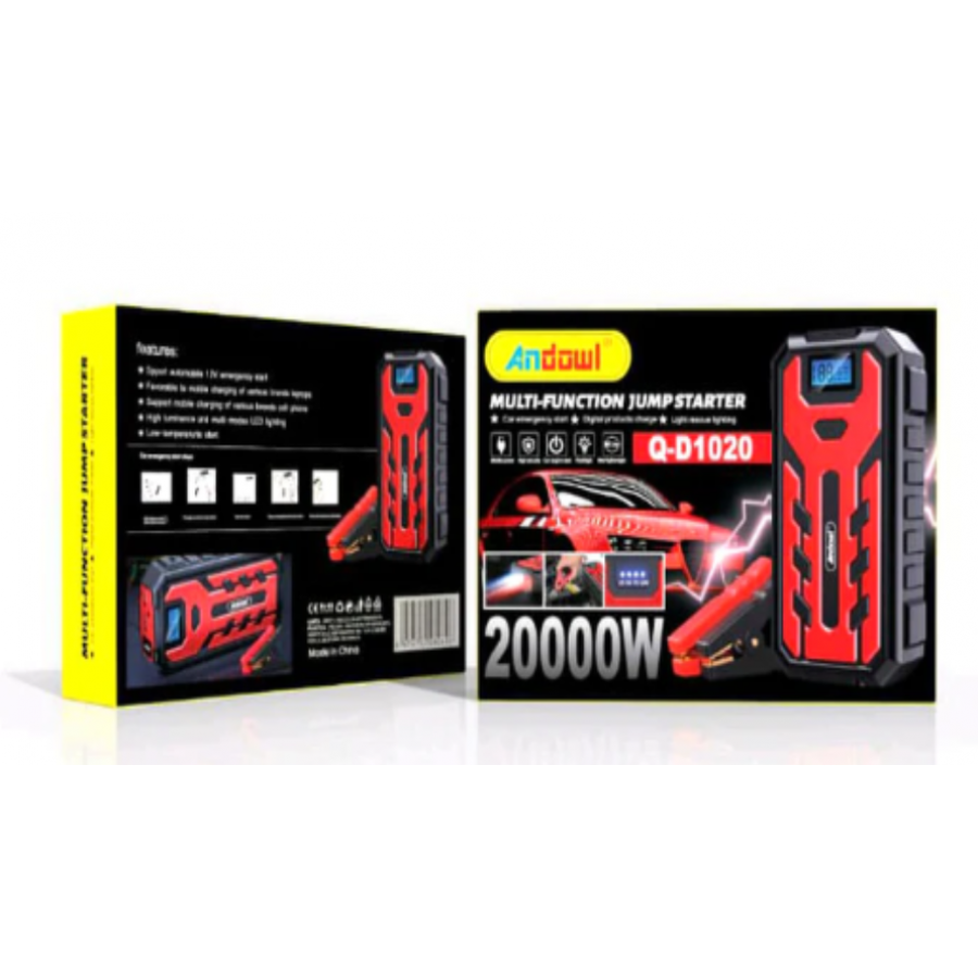 Starter Auto Multifunctional, Q-D1020, Acumulator Extern, Lanterna, 20.000mA, Curent De Pornire 400 A, Andowl Starter Auto Multifunctional, Q-D1020, Acumulator Extern, Lanterna, 20.000mA, Curent De Pornire 400 A, Andowl