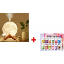 Lampa  de Veghe cu  Difuzor Aromaterapie in Forma de Luna, Umidificator, plus 12 Uleiuri Aromaterapie CADOU