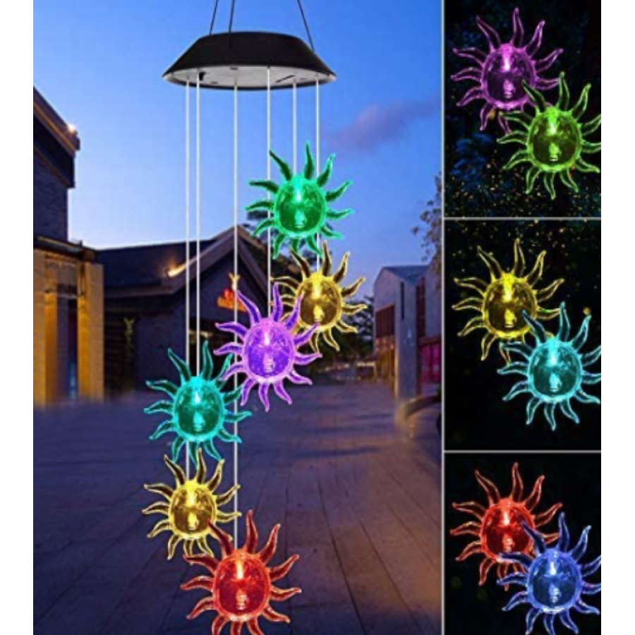 Lampa Solara Clopotei Vant, Model Soare, Multicolori ABS, IP64 Lampa Solara Clopotei Vant, Model Soare, Multicolori ABS, IP64