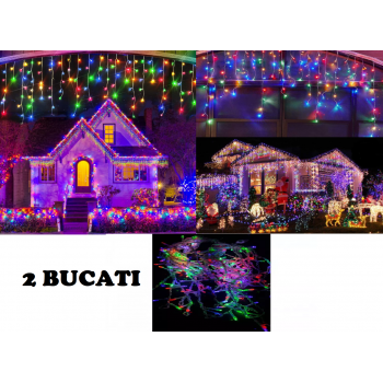 Promotie 2 Buc x Instalatie LED Multicolora, tip Perdea Luminoasa cu Franjuri Inegali, 12m lungime, 60 cm Inaltime, Cod  2Color WoW Promotie 2 Buc x Instalatie LED Multicolora, tip Perdea Luminoasa cu Franjuri Inegali, 12m lungime, 60 cm Inaltime, Cod  2Color WoW