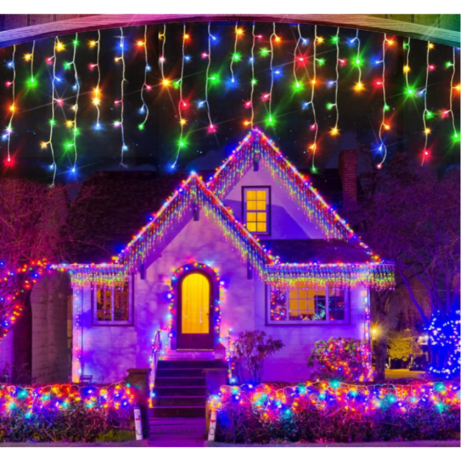 Instalatie LED Multicolora, tip Perdea Luminoasa cu Franjuri Inegali, 12m lungime, 60 cm Inaltime, Cod Color WoW Instalatie LED Multicolora, tip Perdea Luminoasa cu Franjuri Inegali, 12m lungime, 60 cm Inaltime, Cod Color WoW