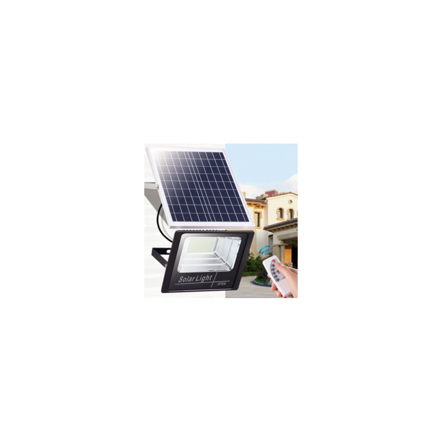 Proiector LED 60W cu panou solar, telecomanda inclusa si senzor de lumina - Lampi solare -wowreduceri.ro Proiector LED 60W cu panou solar, telecomanda inclusa si senzor de lumina ( Lampi solare )