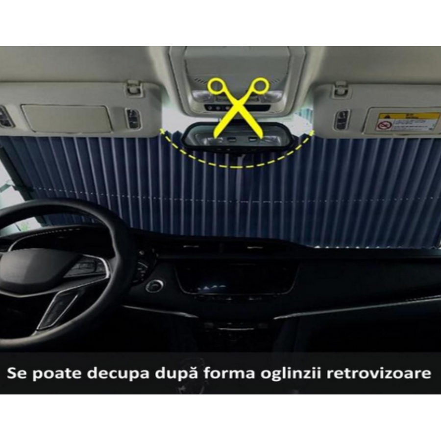 Parasolar Auto Retractabil Automat pentru Parbriz sau Luneta Spate tip Jaluzea cu Ventuze