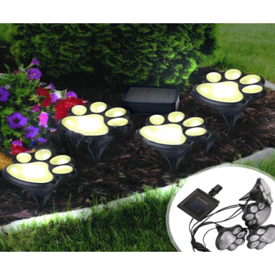 Set 4 Lampi Solare LED, tip Amprenta Labuta de Caine ( Lampi solare )