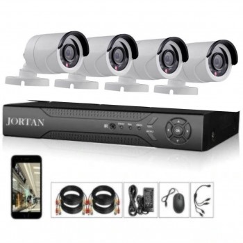 Kit de supraveghere cu 4 camere FULL CCTV AHD, de interior/exterior , JORTAN cu fir, cod 02500 Kit de supraveghere cu 4 camere FULL CCTV AHD, de interior/exterior , JORTAN cu fir, cod 02500