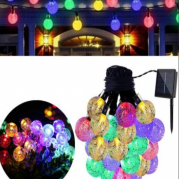 Instalatie Solara LED de exterior, cu 50  Globulete Transparente, Multicolore, 7 jocuri de lumini Instalatie Solara LED de exterior, cu 50  Globulete Transparente, Multicolore, 7 jocuri de lumini