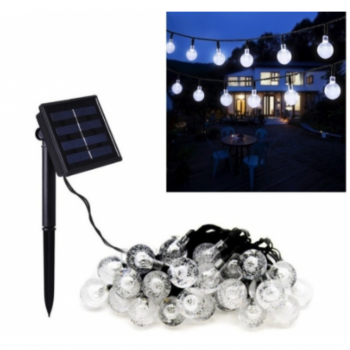Instalatie Solara LED de exterior, cu 50  Globulete Transparente, Multicolore, 7 jocuri de lumini Instalatie Solara LED de exterior, cu 50  Globulete Transparente, Multicolore, 7 jocuri de lumini
