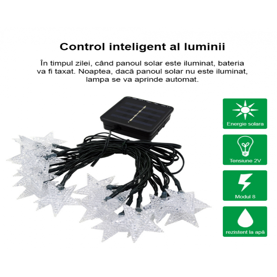 Instalatie Solara de exterior, cu 50 beculete LED, Model Stea cu cinci colturi, 7 metri, Multicolor - Brazi -wowreduceri.ro Instalatie Solara de exterior, cu 50 beculete LED, Model Stea cu cinci colturi, 7 metri, Multicolor ( Brazi )