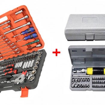 Kit Trusa tubulare CR-V, 121 piese + Set complet  surubelnita brat flexibil cu accesorii, trusa 41in1 Kit Trusa tubulare CR-V, 121 piese + Set complet  surubelnita brat flexibil cu accesorii, trusa 41in1
