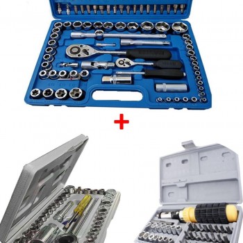 PACHET PROMOTIONAL -Trusa de 108 Chei Tubulare Cromate + Set Complet 41 Piese cu  Surubelnita Brat FLexibil si Accesorii  + Set Complet  40 Piese, Capete Tubulare si  Cheie  PACHET PROMOTIONAL -Trusa de 108 Chei Tubulare Cromate + Set Complet 41 Piese cu  Surubelnita Brat FLexibil si Accesorii  + Set Complet  40 Piese, Capete Tubulare si  Cheie