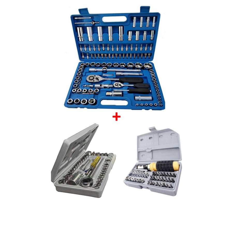 PACHET PROMOTIONAL Trusa de 108 chei tubulare cromate + Set complet surubelnita brat flexibil cu accesorii, trusa 41in1 + Set Complet Capete Tubulare si Cheie 40 piese - Truse scule si unelte -wowreduceri.ro PACHET PROMOTIONAL Trusa de 108 chei tubulare cromate + Set complet surubelnita brat flexibil cu accesorii, trusa 41in1 + Set Complet Capete Tubulare si Cheie 40 piese ( Truse scule si unelte )