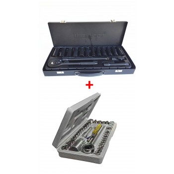Kit Trusa profesionala chei tubulare 17 piese Black Chrome MLG-6207 + Set Complet Capete Tubulare si  Cheie 40 piese Kit Trusa profesionala chei tubulare 17 piese Black Chrome MLG-6207 + Set Complet Capete Tubulare si  Cheie 40 piese
