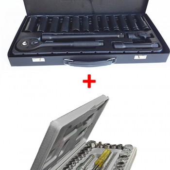 Kit Trusa profesionala chei tubulare 17 piese Black Chrome MLG-6207 + Set Complet Capete Tubulare si  Cheie 40 piese Kit Trusa profesionala chei tubulare 17 piese Black Chrome MLG-6207 + Set Complet Capete Tubulare si  Cheie 40 piese