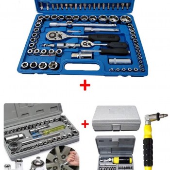 PACHET PROMOTIONAL -Trusa de 108 Chei Tubulare Cromate + Set Complet 41 Piese cu  Surubelnita Brat FLexibil si Accesorii  + Set Complet  40 Piese, Capete Tubulare si  Cheie  PACHET PROMOTIONAL -Trusa de 108 Chei Tubulare Cromate + Set Complet 41 Piese cu  Surubelnita Brat FLexibil si Accesorii  + Set Complet  40 Piese, Capete Tubulare si  Cheie