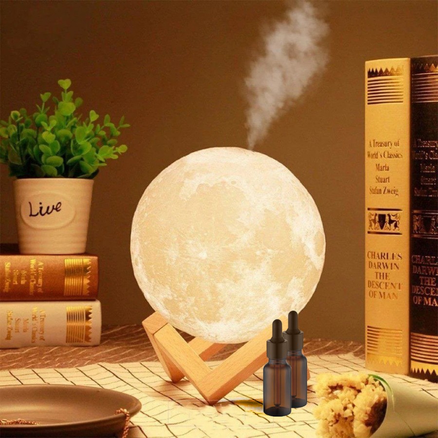 2 in 1 difuzor aromaterapie si lampa de veghe Moon Humidifier, capacitate 880 ml + 2 Uleiuri CADOU ( Dispozitive De Aromaterapie )