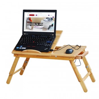 Masa laptop pliabila cu sertar de depozitare, picioare reglabile Masa laptop pliabila cu sertar de depozitare, picioare reglabile