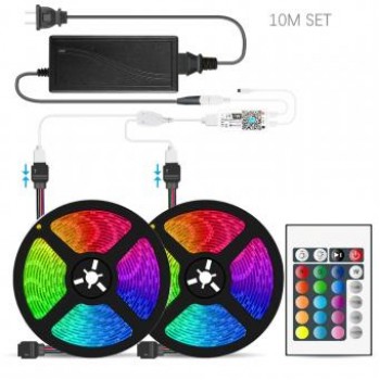 SET 2 x Banda Led RGB Led Strip cu lumina multicolora , IP65, 5 m, cu Telecomanda 24 taste  SET 2 x Banda Led RGB Led Strip cu lumina multicolora , IP65, 5 m, cu Telecomanda 24 taste