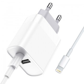 Incarcator pentru telefon cu fast charge Elworld, intrare USB-C si USB QC3.0, cablu USB-C - Lightning CADOU Incarcator pentru telefon cu fast charge Elworld, intrare USB-C si USB QC3.0, cablu USB-C - Lightning CADOU