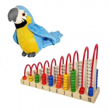 Jucarie de Plus Interactiva Papagal Vorbitor + Numaratoare interactiva din lemn CADOU Jucarie de Plus Interactiva Papagal Vorbitor + Numaratoare interactiva din lemn CADOU