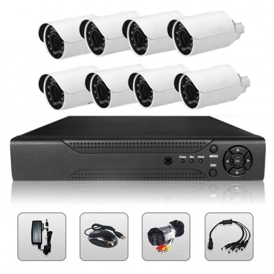 Sistem complet DVR supraveghere video cu 8 camere pentru interior exterior, Cod 0450zd ( Camere de supraveghere )