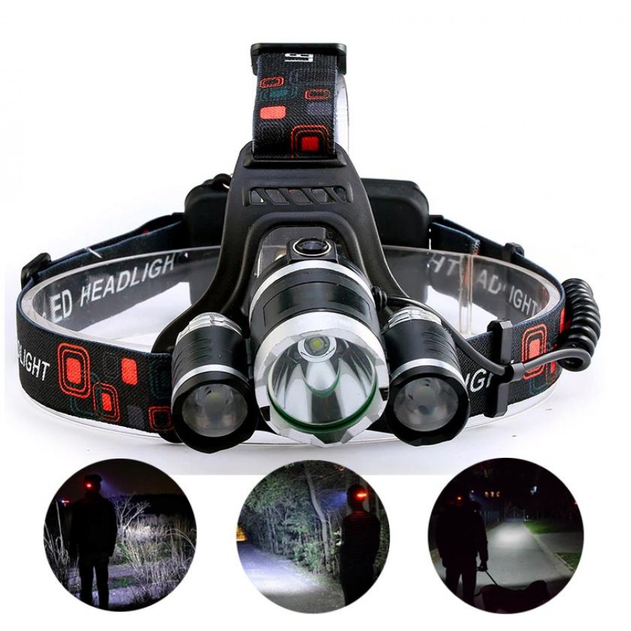 Lanterna frontala cu 3 LED-uri si zoom - Iluminat -wowreduceri.ro Lanterna frontala cu 3 LED-uri si zoom ( Iluminat )
