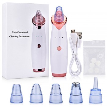 Aspirator facial pentru indepartarea punctelor negre, 3 nivele de rezistenta, 5 capete inlocuibile Aspirator facial pentru indepartarea punctelor negre, 3 nivele de rezistenta, 5 capete inlocuibile