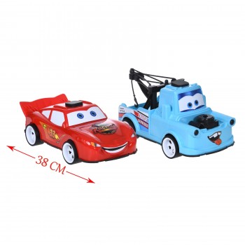 Set 2 masinute filmul Cars, Fulger McQueen si Bucsa Super Stars, dimensiune mare (38 cm lungime)