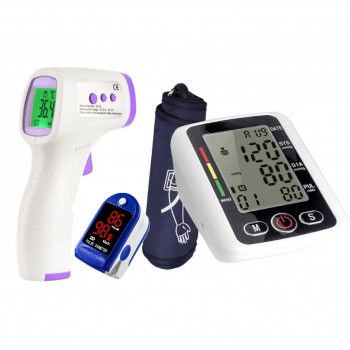 3 LA PRET DE 1 Tensiometru Electronic Pentru Brat, Display LCD, Oximetru pentru deget cu display, Pulsoximetru, Masurare Saturatie Oxigen, Termometru digital non contact cu infrarosu digital 3 LA PRET DE 1 Tensiometru Electronic Pentru Brat, Display LCD, Oximetru pentru deget cu display, Pulsoximetru, Masurare Saturatie Oxigen, Termometru digital non contact cu infrarosu digital