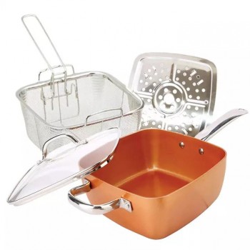 Tigaia Multifunctionala Patrata Migas, suprafata antialunecare, 24.5 cm x 24.5 cm, 3 accesorii Tigaia Multifunctionala Patrata Migas, suprafata antialunecare, 24.5 cm x 24.5 cm, 3 accesorii