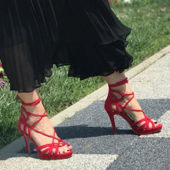 Sandale cu toc LBS2690 RED R1/5/1 Sandale cu toc LBS2690 RED R1/5/1